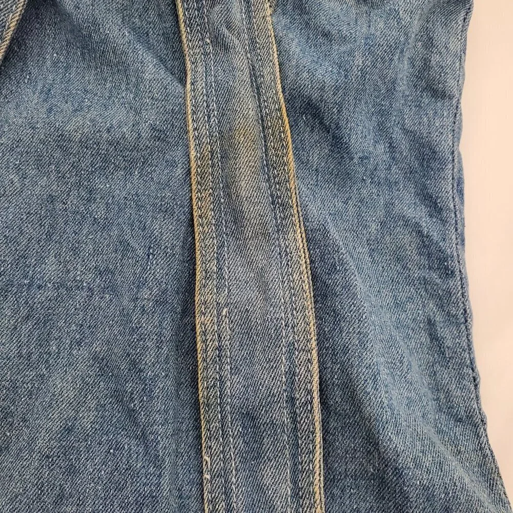 💥 VINTAGE Pacific Denim Co. Drawstring Backpack - 80s/90s Light Wash Rucksack